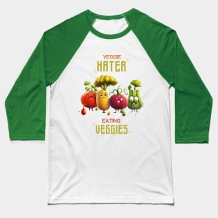 Veggie Hater Eating Veggies Baseball T-Shirt